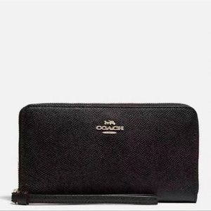 Coach Leather Accordian Zip Wallet